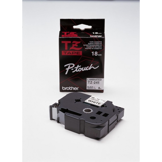 Brother® TZE241 TZe-241 Schriftbandkassette - laminiert, 18 mm x 8 m, schwarz auf weiß