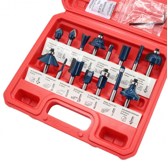 15 STueCKE 1/4 Zoll Schaft Holzbearbeitung Fraeser Bits Set Trimmen Maschine Graviermaschine Zubehoer Set mit Aufbewahrungsbox