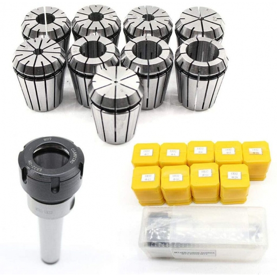 9 Stück ER32 Frühling Collet Set Spannzangenfutter MK3 M12 ER32 Satz Spannzangen 2-20mm Federzangenset für Fräser Gravurmaschine