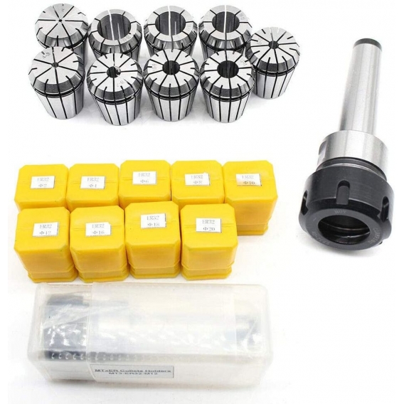 9 Stück ER32 Frühling Collet Set Spannzangenfutter MK3 M12 ER32 Satz Spannzangen 2-20mm Federzangenset für Fräser Gravurmaschine