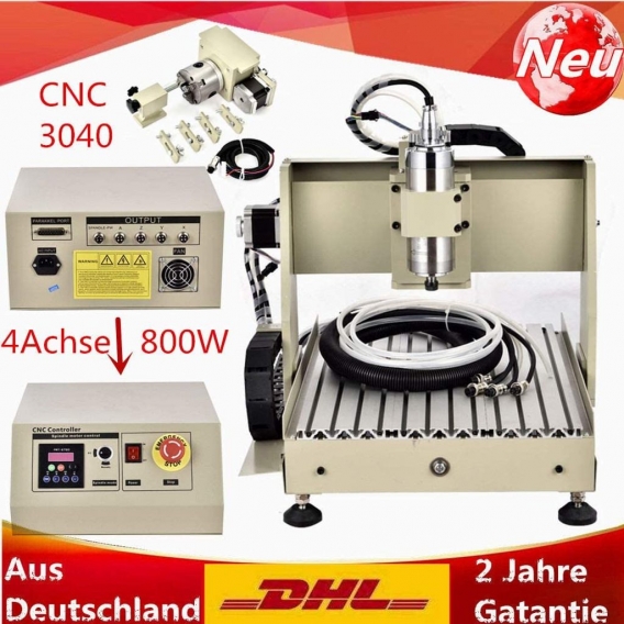 800W  Graviermaschine 4 Achse 3040 CNC Router  Router Graviergerät Parallel Port, Fräsmaschine Fräser Graviergerät DIY Graveur f