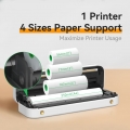 PeriPage A4 Papierdrucker Drahtloser Thermodirekttransferdrucker mit 3 Rollen Thermopapier & 1 Schachtel gefaltetes Papier Mobil