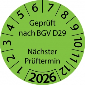 More about 10 Stück "Prüfetiketten" 20 mm -selbstklebende " nach BGV D29 Nächster Prüftermin, Startjahr: 2026" ES-PRBGVD29NP-1-2026-20-579-