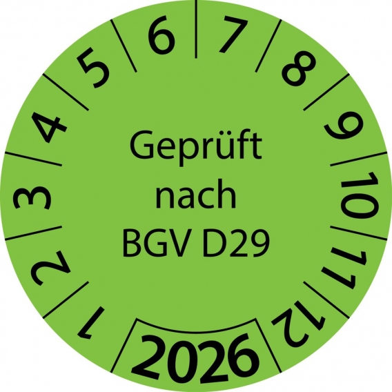 2000 Stück "Prüfetiketten" 50 mm -selbstklebende " nach BGV D29, Startjahr: 2026" ES-PRBGVD29-1-2026-50-579-PA