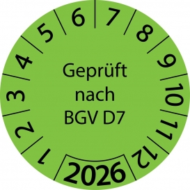 More about 10 Stück "Prüfetiketten" 20 mm -selbstklebende " nach BGV D7, Startjahr: 2026" ES-PRBGVD7-1-2026-20-579-PE