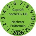 500 Stück "Prüfetiketten" 30 mm -selbstklebende " nach BGV D8 Nächster Prüftermin, Startjahr: 2026" ES-PRBGVD8NP-1-2026-30-579-P