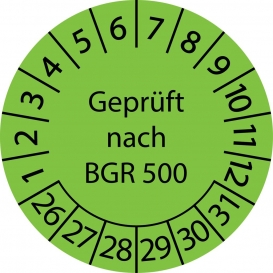 More about 2000 Stück "Prüfetiketten" 50 mm -selbstklebende " nach BGR 500, Startjahr: 2026" ES-PRBGR500-6-2026-50-579-PA