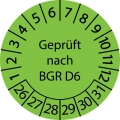 1000 Stück "Prüfetiketten" 15 mm -selbstklebende " nach BGR D6, Startjahr: 2026" ES-PRBGVD6-6-2026-15-579-PA