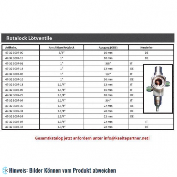 Rotalockventil Alco SR3-X01, Anschluss 1.1/4" - 1.1/8" (28 mm)