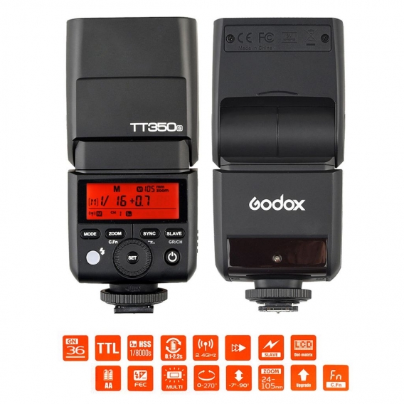 Godox TT350S tragbare Mini-Speedlites 2.4G Wireless Master & Slave 1 / 8000S HSS TTL-Blitzsteuerung Blitzgeraet fuer Sony A77II 