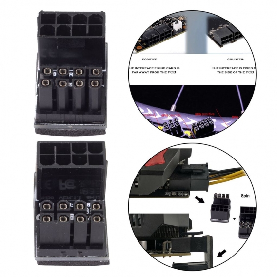2er-Pack GPU VGA PCIe 180-Grad-Winkel-Adapter-Kit für Desktops-Grafikkarte, hochwertige Ersatzteile Farbe 8PIN
