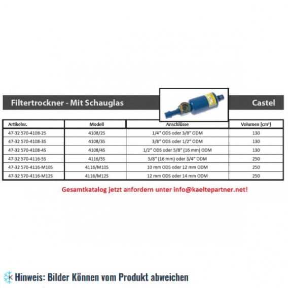 Filtertrockner Castel 4116/M10S, 163S, 10 mm ODS, + Schauglas