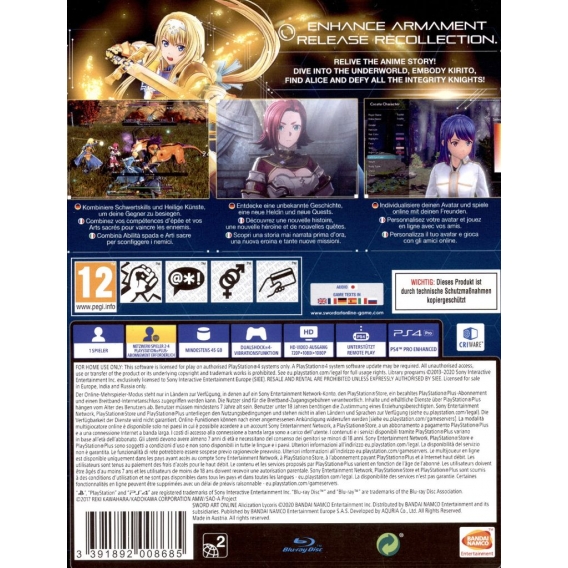 Sword Art Online - Alicization Lycoris - Konsole PS4