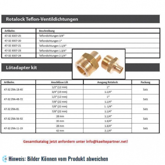 Teflondichtungen für Rotalockventil 2.1/4"