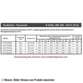 More about Kompressor Tecumseh TAG2516Z (POE), LBP - R404A, 400V/3F/50Hz