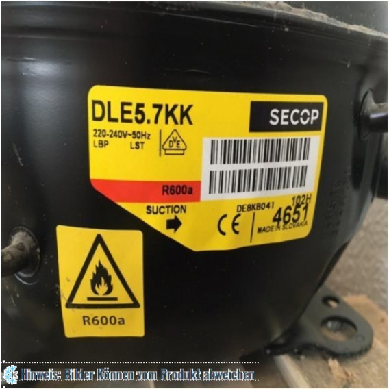 Kompressor Danfoss Secop DLE5.7KK, LBP - R600a, 220-240V, 50 Hz, 102H4651