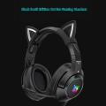 Onikuma k9 Gaming Headset Kopf montiert RGB kabelgebundenes Headset mit Mikrofon für PS4/Xbox, Abnehmbare Katzenohren Mädchenges