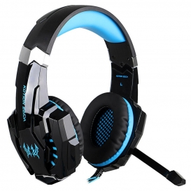 More about 3.5mm Gaming Kopfhörer Over Ear Game Headset Geräuschunterdrückung Kopfhörer mit Mikrofon LED Licht Lautstärkeregler, Schwarz-bl