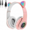 Katzenohrkopfhorer Kinder-Kopfhörer mit LED-Leuchten Mikrofon Noise Cancelling Lautstärkeregler PC Kopfhörer Earphones Bluetooth