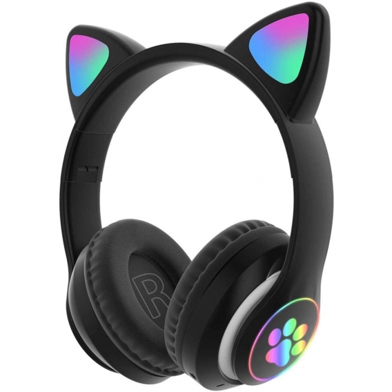 Süß Stereo Gaming Headset mit Mikrofon, Katze Ohr Mit LED Licht Blinkende Leuchtende Modisch Kabellos Bluetooth Leicht Selbstjus