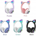 Süß Stereo Gaming Headset mit Mikrofon, Katze Ohr Mit LED Licht Blinkende Leuchtende Modisch Kabellos Bluetooth Leicht Selbstjus