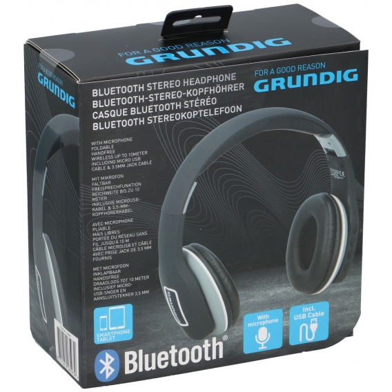 Grundig Kabellos Stereo Kopfhörer Over Ear - Wireless Headphone – Inkl. Mikrofon, Micro USB Kabel, 3,5mm Köpfhorerkabel - Blueto