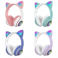 Kinder Kopfhörer Rosa, Kabellose Katzenohrkopfhörer Bluetooth Headset Stereokopfhörer LED Leuchten Kopfhörer Kinder Mädchen