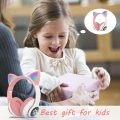 Kinder Kopfhörer Rosa, Kabellose Katzenohrkopfhörer Bluetooth Headset Stereokopfhörer LED Leuchten Kopfhörer Kinder Mädchen