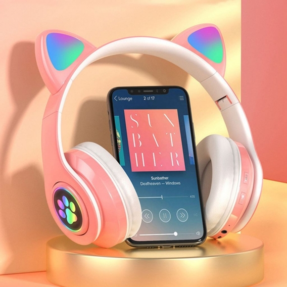 Wireless Bluetooth Headset Glühende Katze Ohr Kopfhörer Stereo Musik Kopfhörer mit Mic Einstellbare Stirnband Kopfhörer für Desk