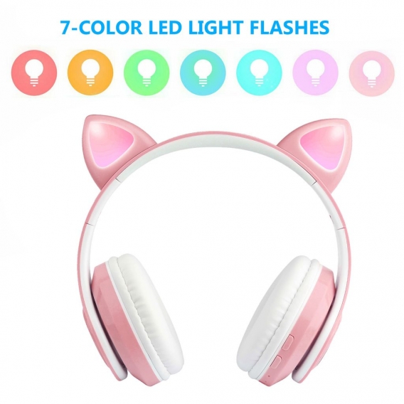 Bluetooth Katze Ohr Kopfhörer Gaming Headset Kopfhörer mit LED Licht für Kinder