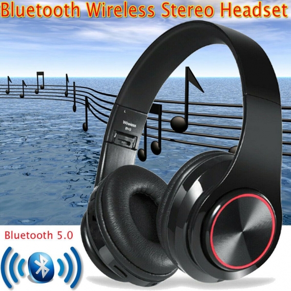 Kopfhörer Bluetooth V5.0 Wireless Kabellos 4 in1 Stereo Bass Headset Faltbare On-Ear  über Ohr Spiel mit Mikrofon/LED-Licht/TF K