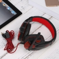 Gaming-Over-Ear-Headset mit Mikrofon, USB 3,5-mm-Schnittstelle, LED-Lautstärkeregler für PC-Laptop, Rot