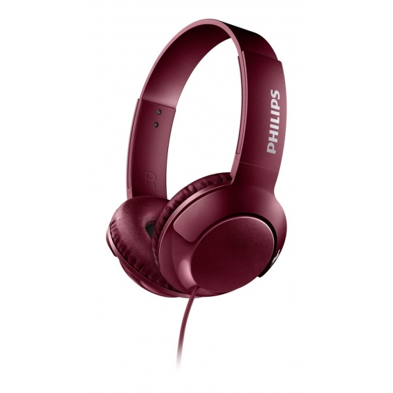 Philips On-Ear Kopfhörer Bass Plus SHL3070 Rot Bügelkopfhörer faltbar mit Kabel