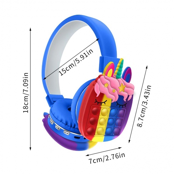 Bluetooth Headsets Stereo Einhorn Kopfhoerer, Pop It Push Bubble Kopfhoerer Erwachsene Kinder Kopfhoerer Sport Headset - Rosa