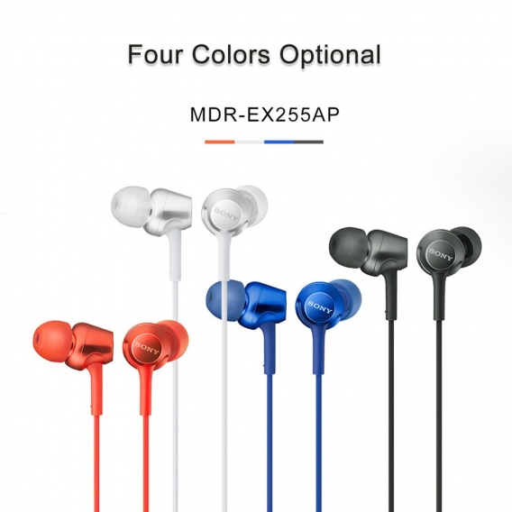 SONY MDR-EX255AP In-Ear-Kopfhörer 3,5-mm-Kabel-Ohrhörer Musik Kopfhörer Smartphone-Headset Freisprecheinrichtung mit Mikrofon-In