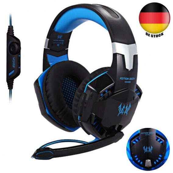 KOTION EACH G2000 Professionelles Gaming-Headset Stereo Headset mit Geräuschunterdrückung, Mikrofon und LED Licht, geeignet für 