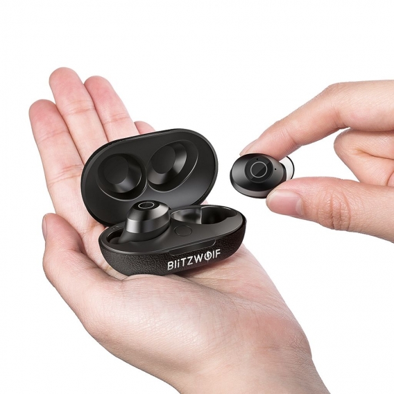 BlitzWolf® BW-FYE5 TWS bluetooth V5.0 Kopfhörer Mini Invisible True Wireless Bilateral Call Stereo-Kopfhörer mit Ladekiste - Sch