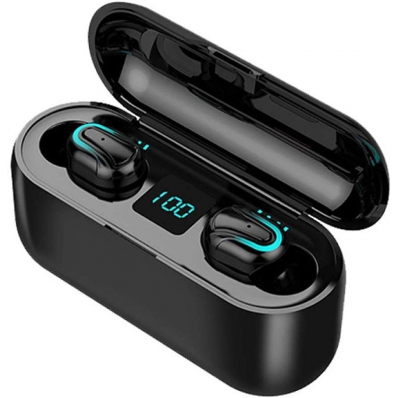 Kabelloser Bluetooth-Kopfhörer TWS Kabelloser Bluetooth 5.0 In-Ear-Kopfhörer Ohrhörer mit digitaler Ladung Box, Schwarz