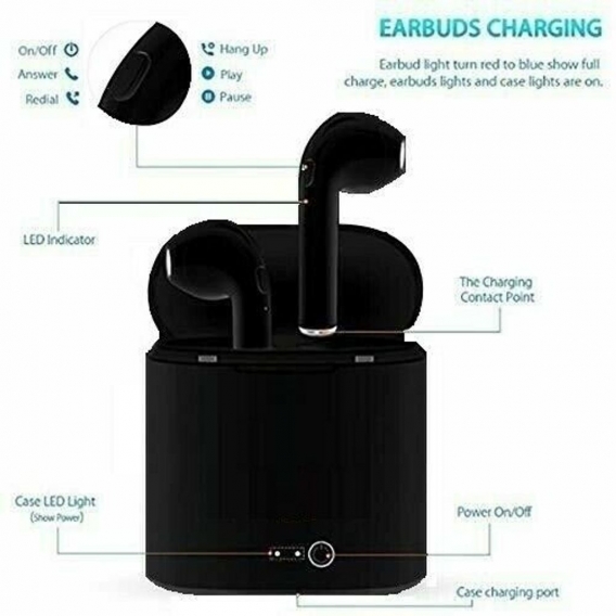 Wireless Bluetooth Kopfhörer Ear Kopfhörer iPhone X/7/8 Samsung 6/7/8/9 schwarz