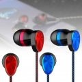 Kopfhörer mit Mikrofon Dual Moving Coil 3,5 mm In-Ear Kabelgebundener Sportkopfhörer für Smartphone, Blau