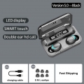 F9 In Ear Kopfhörer Bluetooth 5.0, Batterie Digitalanzeige, 9D Stereo Kabellose Kopfhörer Mit Powerbank -Schwarz