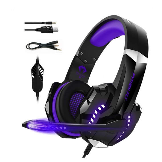 Python Fly G9000pro Gaming-Headset mit geraeuschisolierender 120-Grad-verstellbarer Mikrofon-40-mm-Treibereinheit Breite Kompati