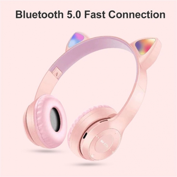 Katzenohr Kitty Headset Bluetooth Wireless Headsets integriertes Mikrofon Kopfhörer Geschenk für Mädchen Gaming Headset Katzenko