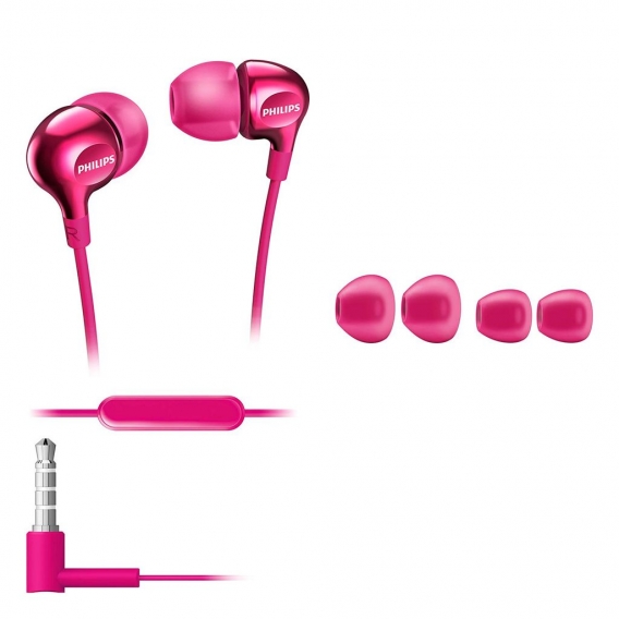 Philips SHE3705PK In-Ear Kopfhörer mit Mikrofon (satte Bässe, verstärkte Kabel, perfekter Sitz) pink