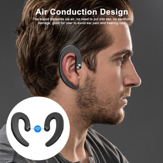 Q25C Wireless Bluetooth TWS-Kopfhörer mit Mikrofon-Headsets Ohrbügel-Unterstützung Einzelner Headset-Betrieb【Schwarz】