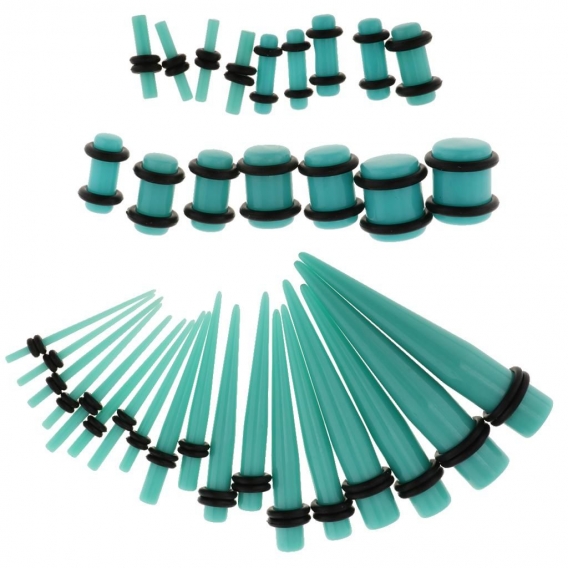 36 Stück Dehnstab Flesh Ohr Plugs Dehnungsset Expander Kit für Ohrpiercing Farbe Hellblau