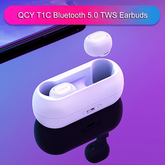 QCY T1C Bluetooth In Ear Kopfhörer Bluetooth 5.0 TWS Earbuds Drahtlose Kopfhoerer mit In-Ear-Stereo-Ohrhoerer mit zwei Mikrofone