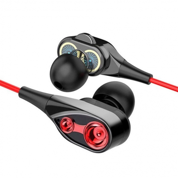 3,5 mm Moving Coil Eisen Universal In-Ear-Kopfhörer mit HiFi-Stereo-Musik-Headset,rot