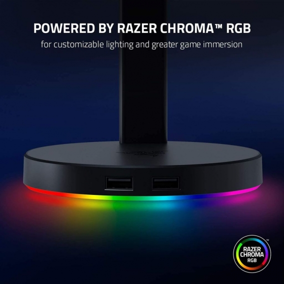 RAZER Base Station V2 Chroma Headset Stand with USB Hub and RGB Lighting (with 7.1 Surround Sound, Integrated Headphone Holder, 