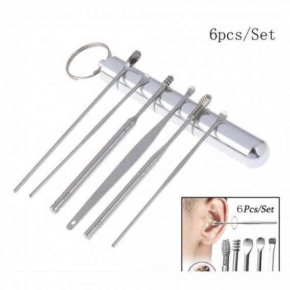 6 Pcs Ohr Pick Ohrenschmalz Entfernung Kit Ohr Reinigung Werkzeug Set, ohr Curette Ohr Wachs Entferner Werkzeug mit Portable Sto